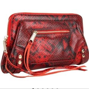 Rebecca Minkoff mason red python clutch NEW